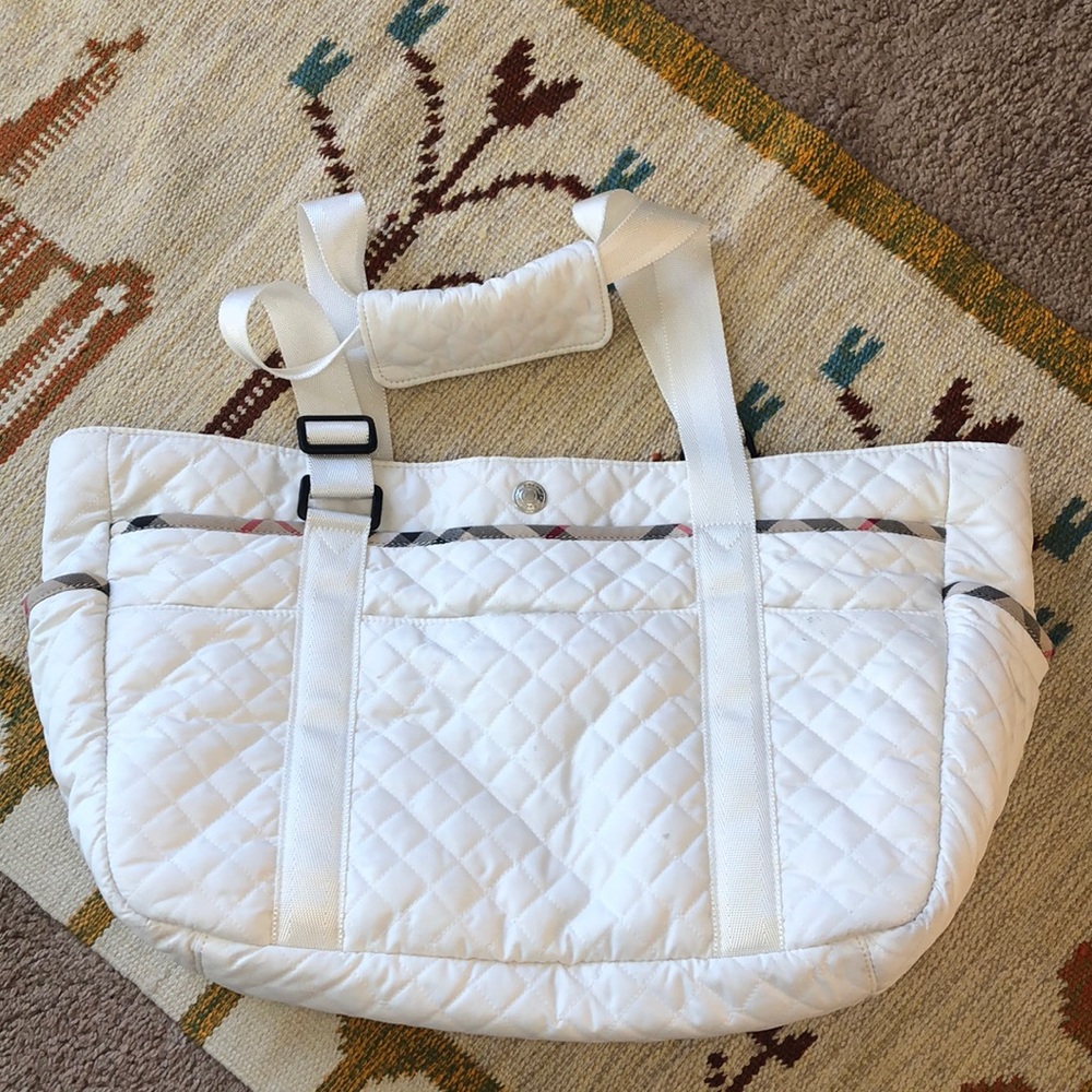 AuthentBurberry White Quilted NovaDiaper Tote/bag